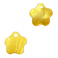 Muschel Anhänger Süßwasserperlmutt Blume 10-11mm Spectra yellow